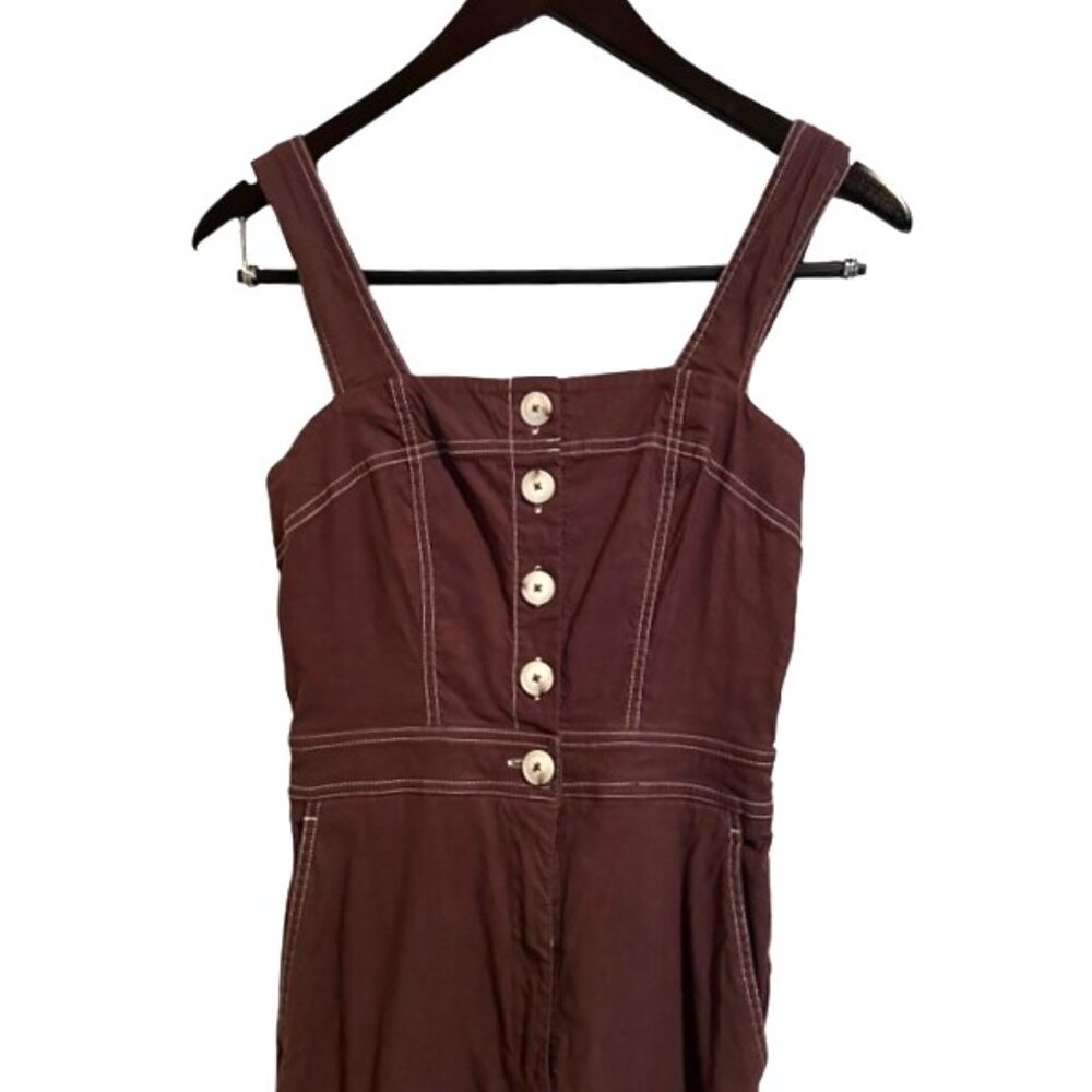 NWOT Maeve by Anthropologie 'The Colette' Linen Blend Jumpsuit in Mauve - Size 4 - Picture 8 of 16